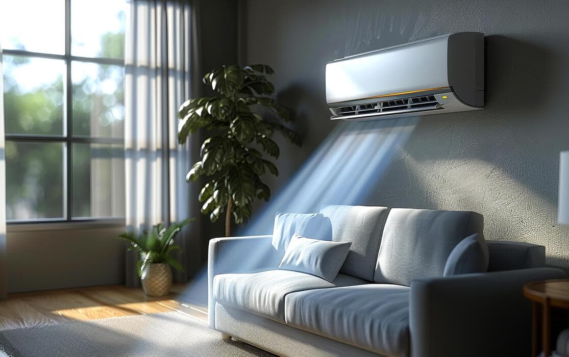 Air conditioning unit in a living room.